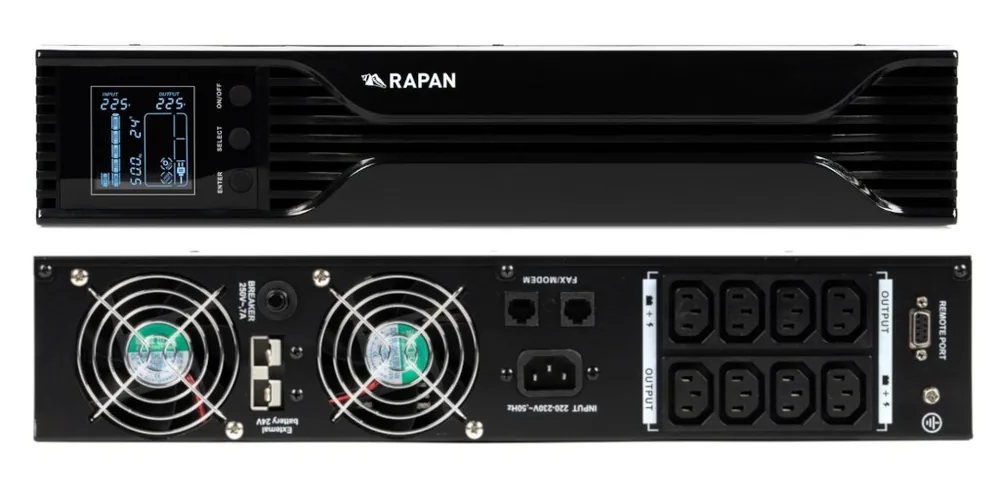 RAPAN-UPS 1000 RACK+2х9Ah (RAPAN-UPS 1000-RACK-IN-2х9-E) (8958). Бесперебойный источник питания