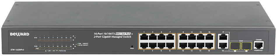 STW-1622HPv3. Коммутатор 16-портовый