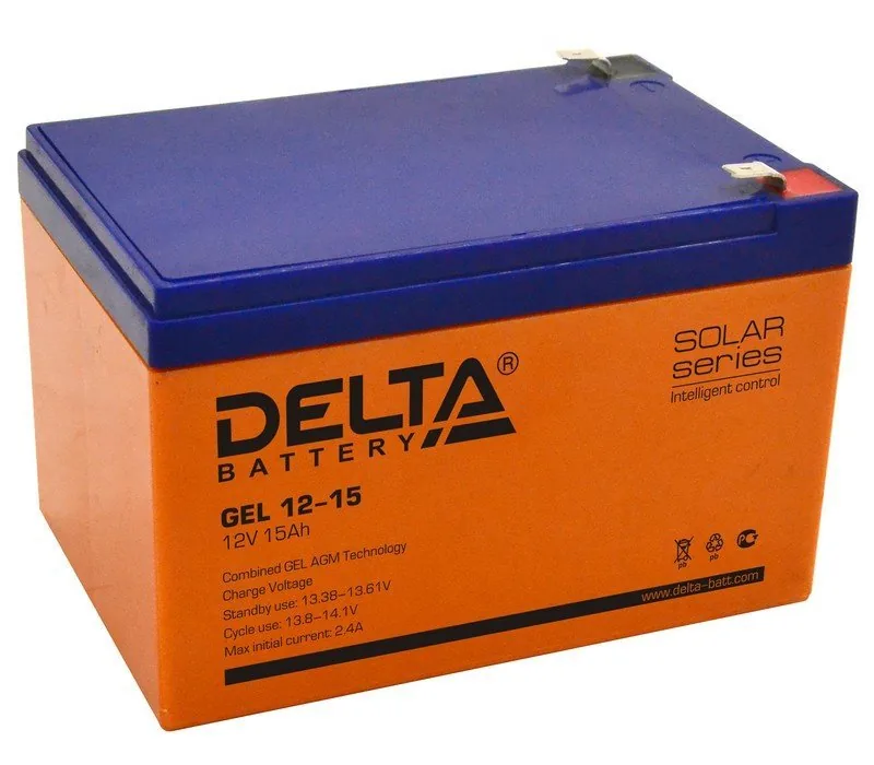 Delta GEL 12-15. Аккумулятор герметичный свинцово-кислотный