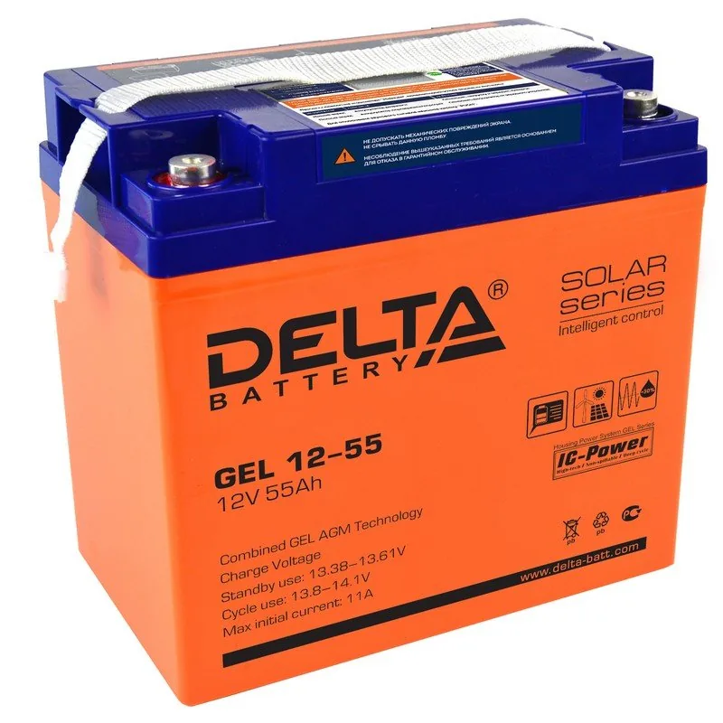 Delta GEL 12-55. Аккумулятор герметичный свинцово-кислотный