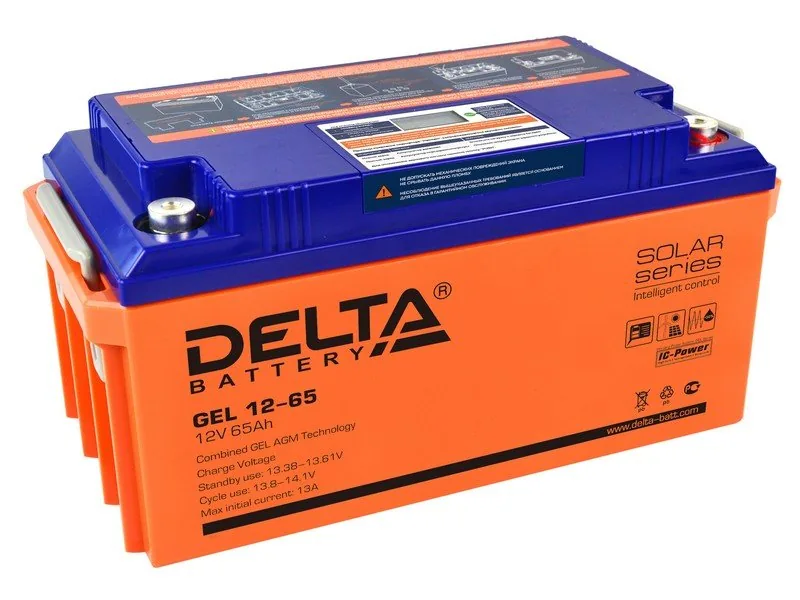 Delta GEL 12-65. Аккумулятор герметичный свинцово-кислотный