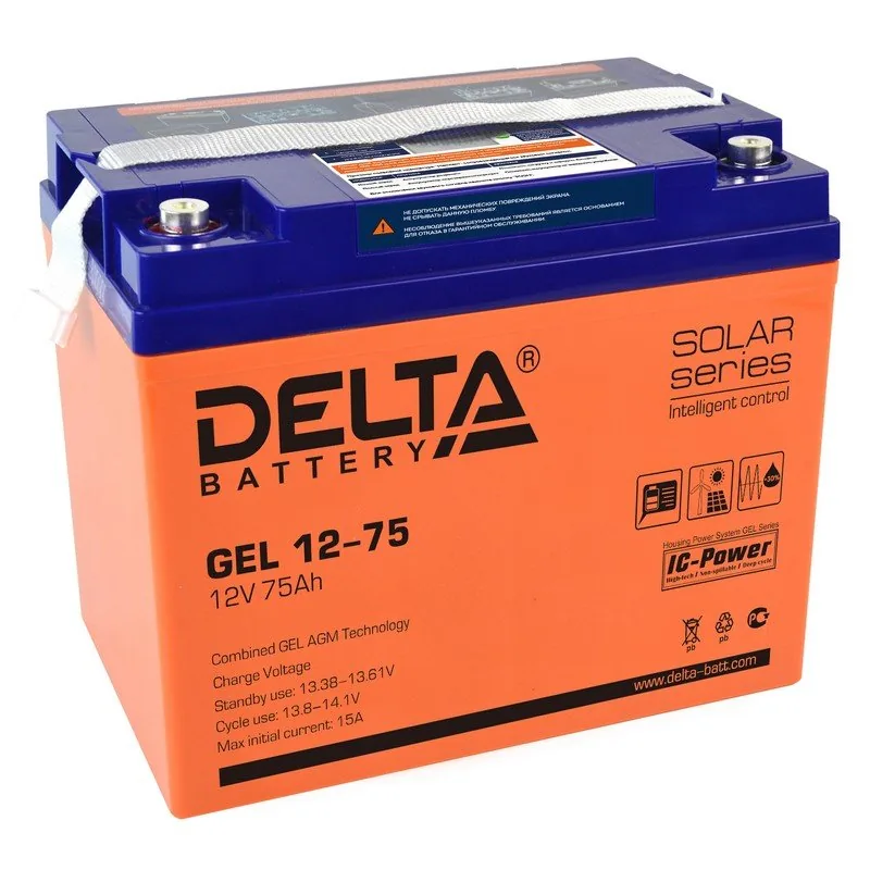 Delta GEL 12-75. Аккумулятор герметичный свинцово-кислотный