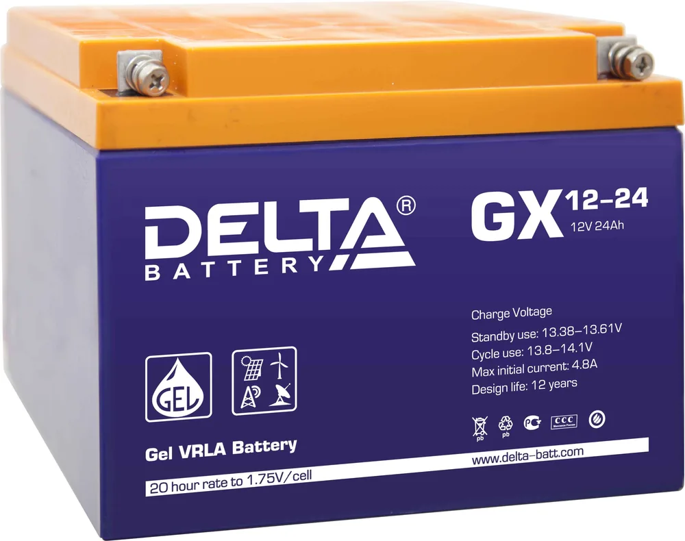 Delta GX 12-24. Аккумулятор герметичный свинцово-кислотный