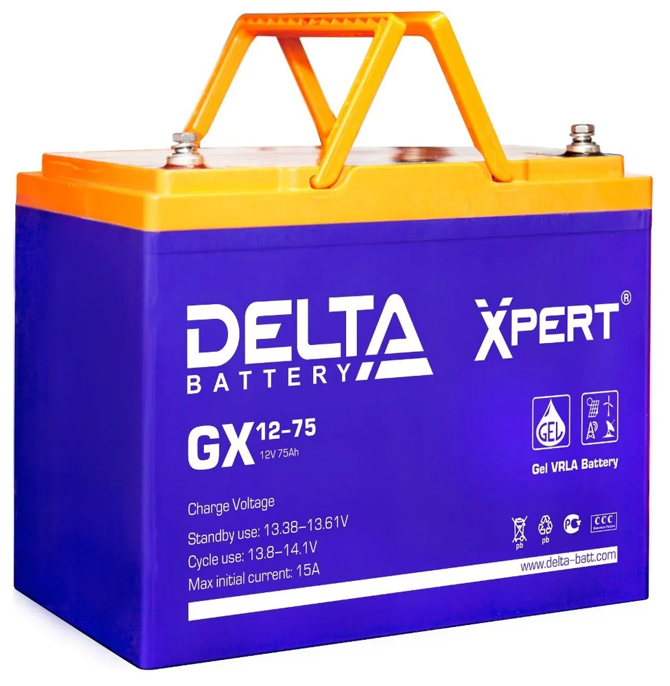 Delta GX 12-75. Аккумулятор герметичный свинцово-кислотный