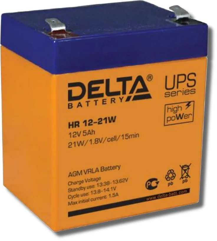Delta HR 12-21 W. Аккумулятор герметичный свинцово-кислотный