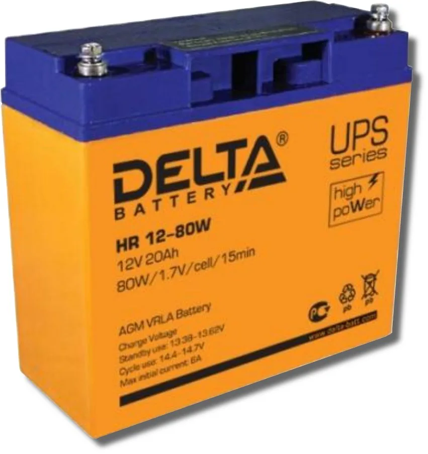 Delta HR 12-80 W. Аккумулятор герметичный свинцово-кислотный