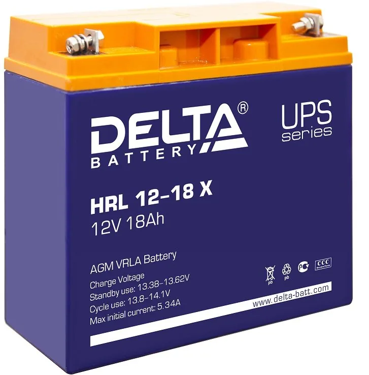 Delta HRL 12-18 X. Аккумулятор герметичный свинцово-кислотный