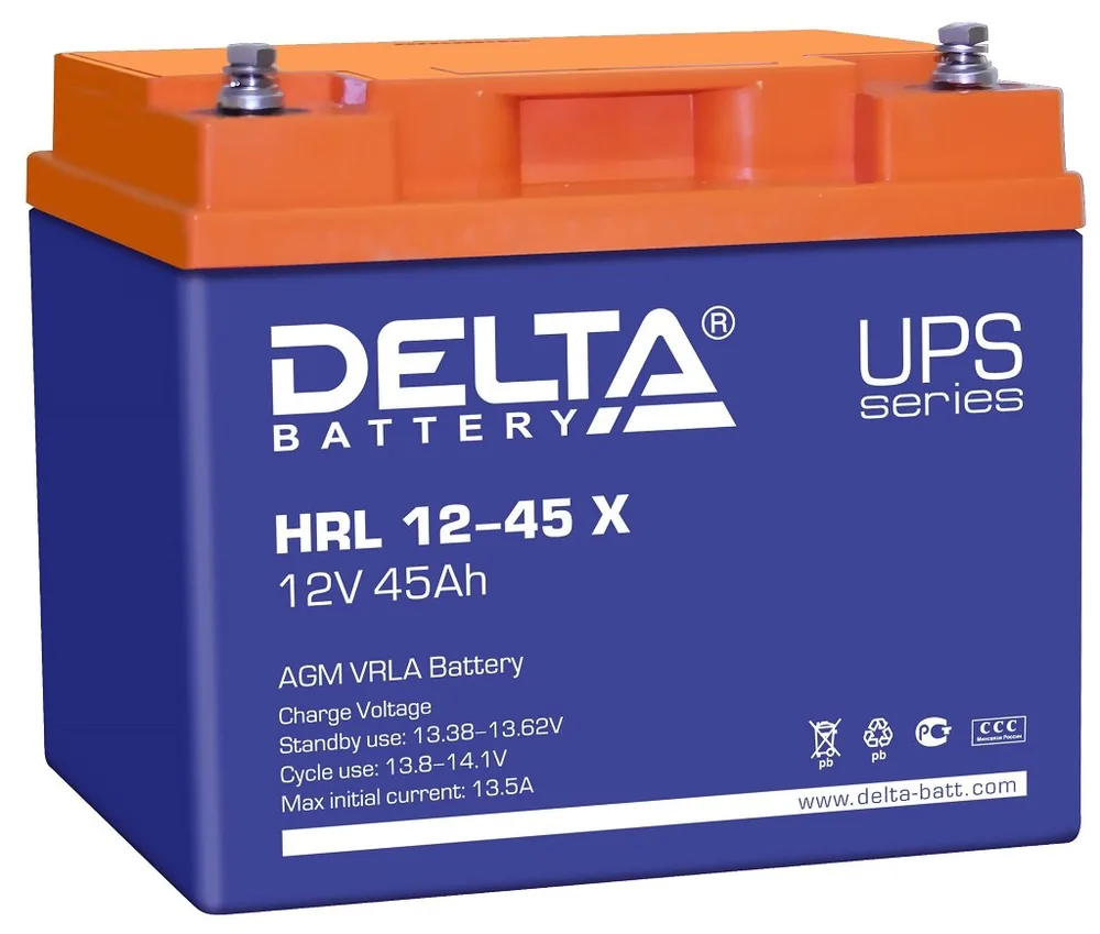 Delta HRL 12-45 X. Аккумулятор герметичный свинцово-кислотный