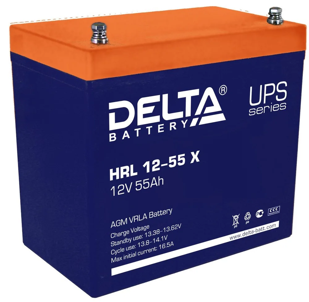 Delta HRL 12-55 X. Аккумулятор герметичный свинцово-кислотный