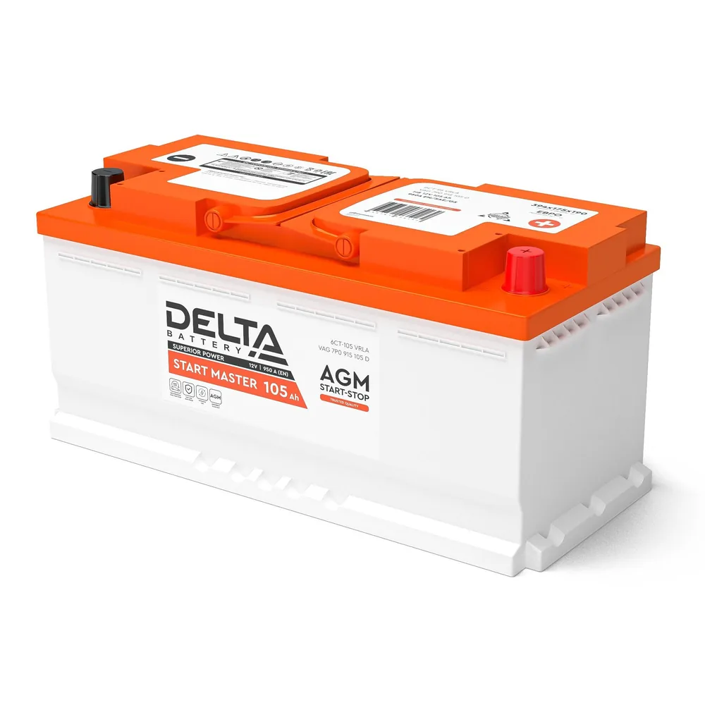 DELTA START MASTER 105 Ah AGM. Аккумулятор автомобильный герметичный свинцово-кислотный