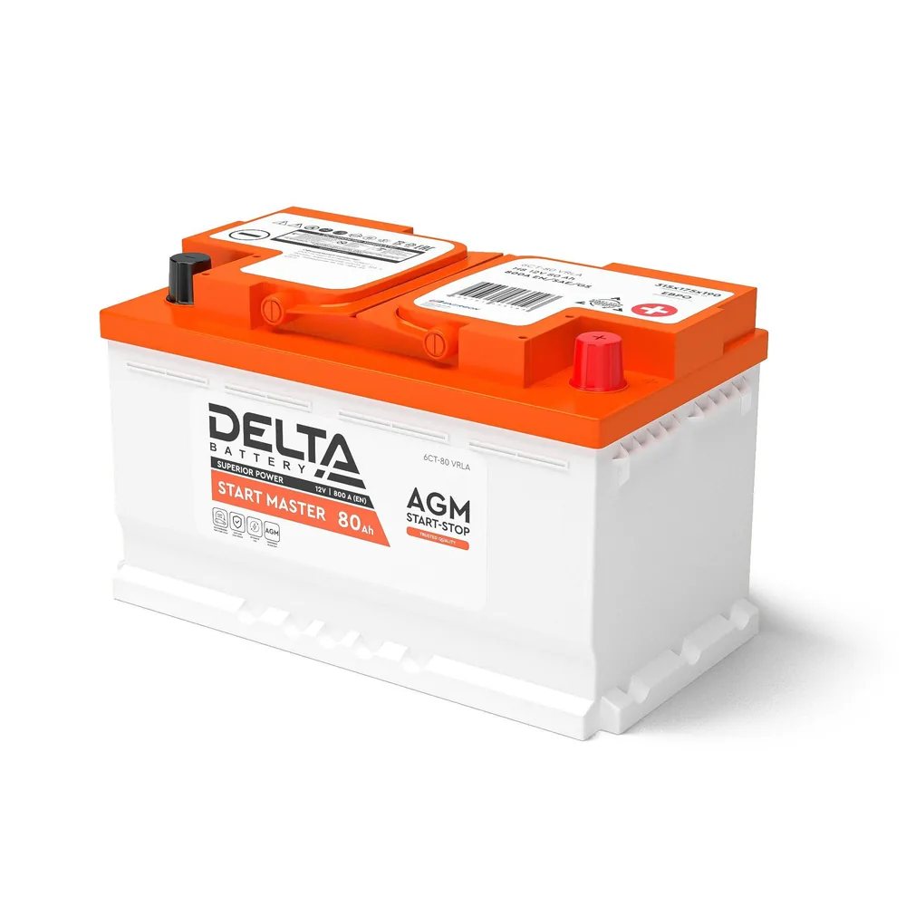 DELTA START MASTER 80 Ah AGM. Аккумулятор автомобильный герметичный свинцово-кислотный