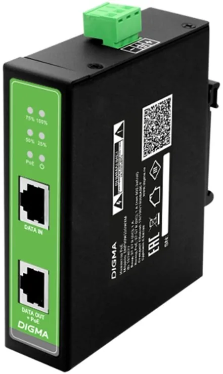 DNP30W48GDXM 10/100/1000BASE-T 30Вт 37-57В(DC). Инжектор PoE