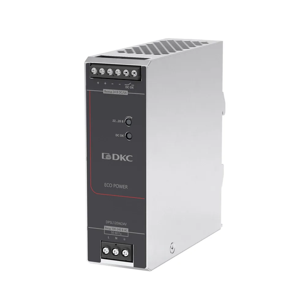 Источник питания однофазный, 120Вт, 5А, 24В (DPSL120W24V). Импульсный источник питания — фото 1 из 5