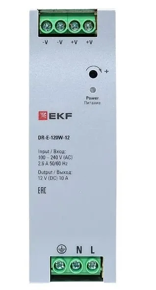 DR-E-120W-12. Блок питания на дин рейку 120Вт — фото 3 из 3