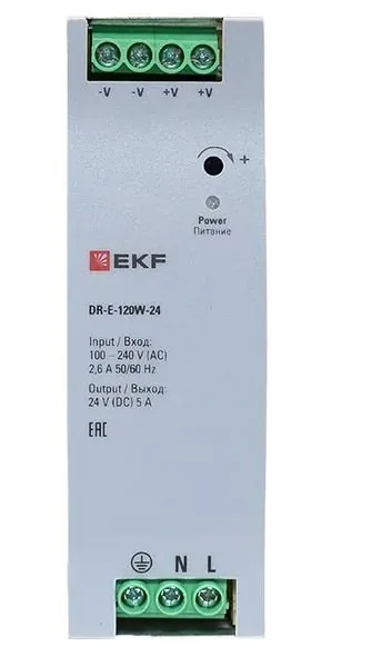 DR-E-120W-24. Блок питания на дин рейку 120Вт — фото 2 из 3
