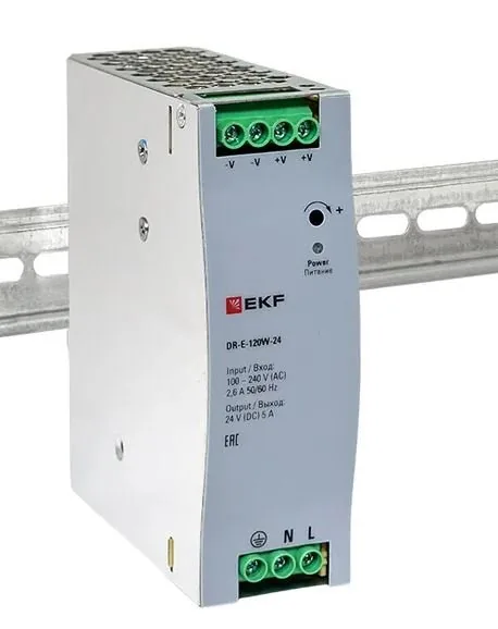 DR-E-120W-24. Блок питания на дин рейку 120Вт — фото 3 из 3