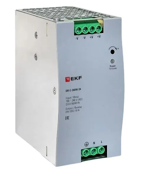 DR-E-240W-24. Блок питания на дин рейку 240Вт — фото 1 из 3