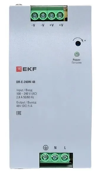 DR-E-240W-48. Блок питания на дин рейку 240Вт — фото 2 из 3