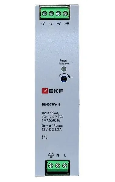 DR-E-75W-12. Блок питания на дин рейку 75Вт — фото 2 из 3