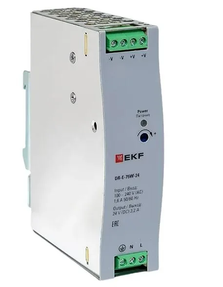 DR-E-75W-24. Блок питания на дин рейку 75Вт — фото 1 из 3