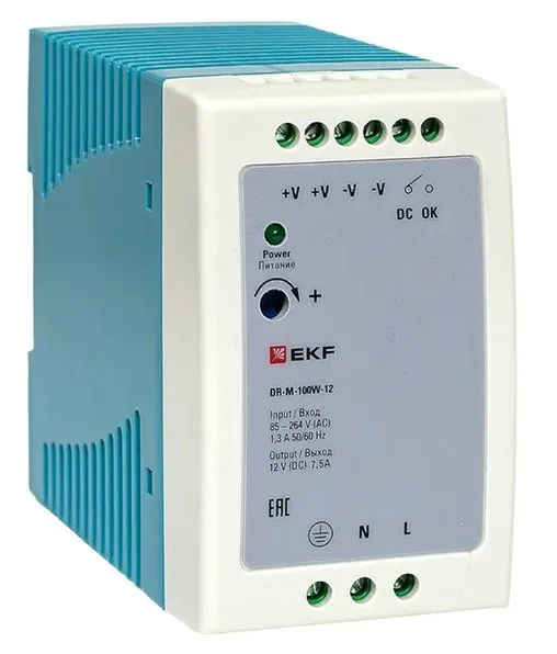DR-M-100W-12. Блок питания на дин рейку 100Вт — фото 1 из 4