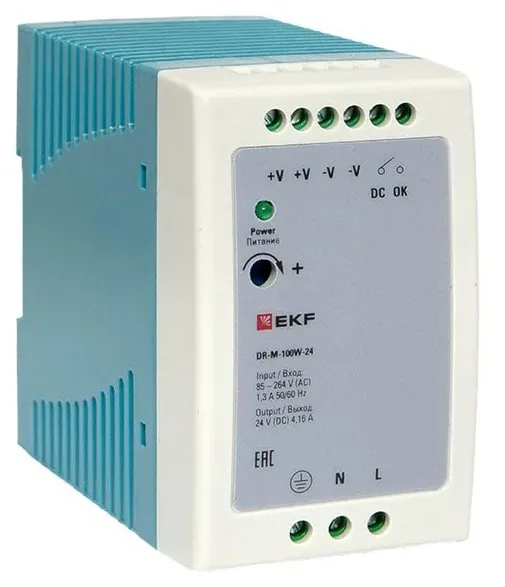 DR-M-100W-24. Блок питания на дин рейку 100Вт — фото 1 из 4