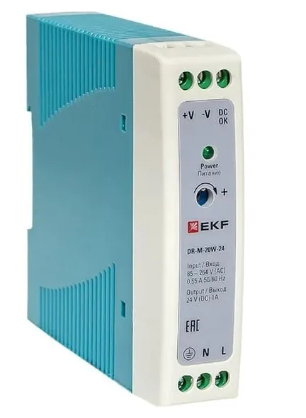 DR-M-20W-24. Блок питания на дин рейку 20Вт — фото 1 из 3