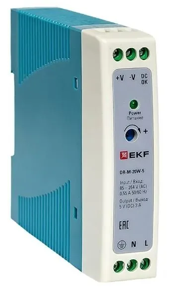 DR-M-20W-5. Блок питания на дин рейку 20Вт — фото 1 из 3