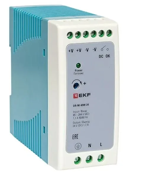 DR-M-40W-24. Блок питания на дин рейку 40Вт — фото 1 из 3
