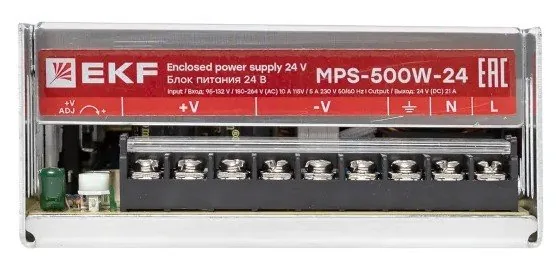 MPS-500W-24. Блок питания на монтажную панель 500Вт — фото 2 из 3