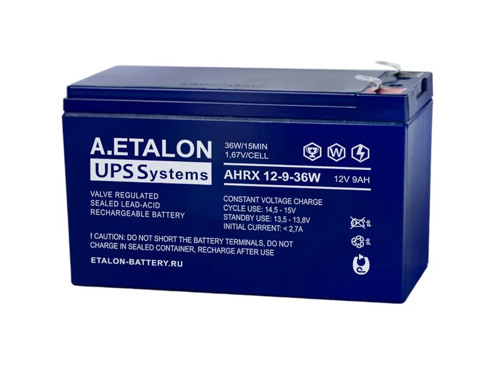 A.ETALON AHRX 12-9-36W. Аккумулятор герметичный свинцово-кислотный