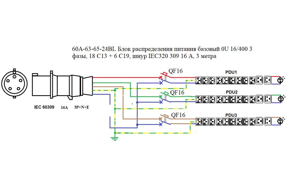 Блок распределения питания 60A-63-65-24BL