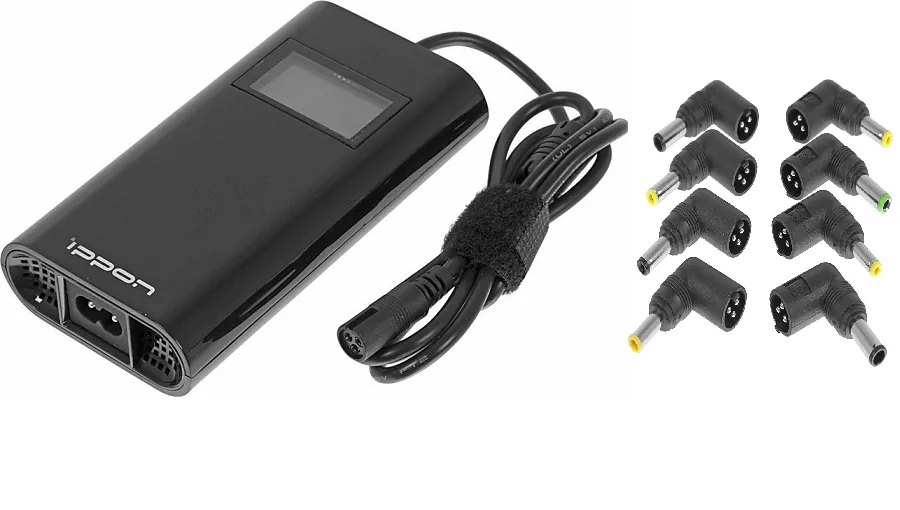 Блок питания Ippon D90U автоматический 90W 15V-19.5V 8-connectors 4.5A 1xUSB 2.1A, LCD индикатор (654527). Блок питания