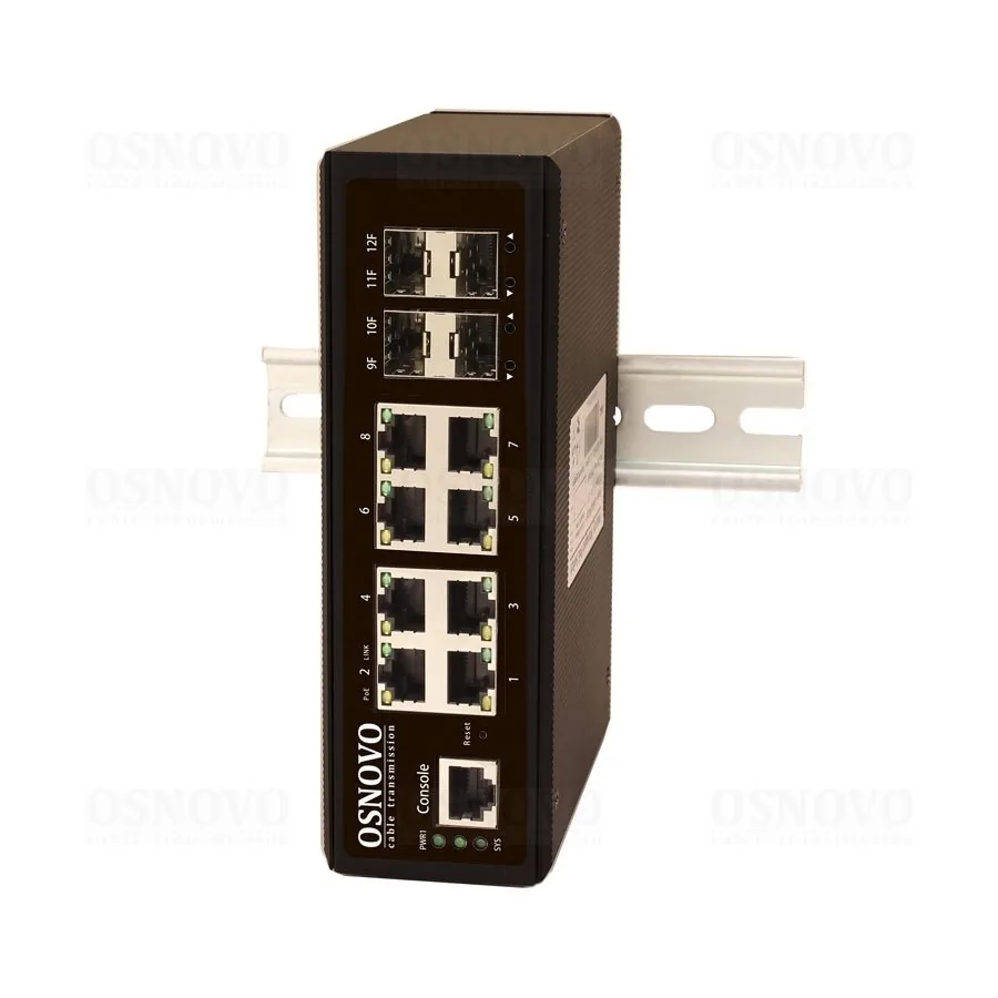 SW-70804/IL. Промышленный коммутатор Gigabit Ethernet на 12 портов