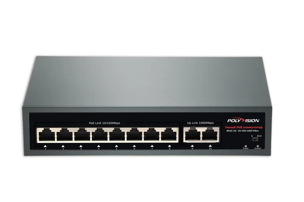 PND-08P-2G (120W). Коммутатор AI 10-портовый с функцией PoE