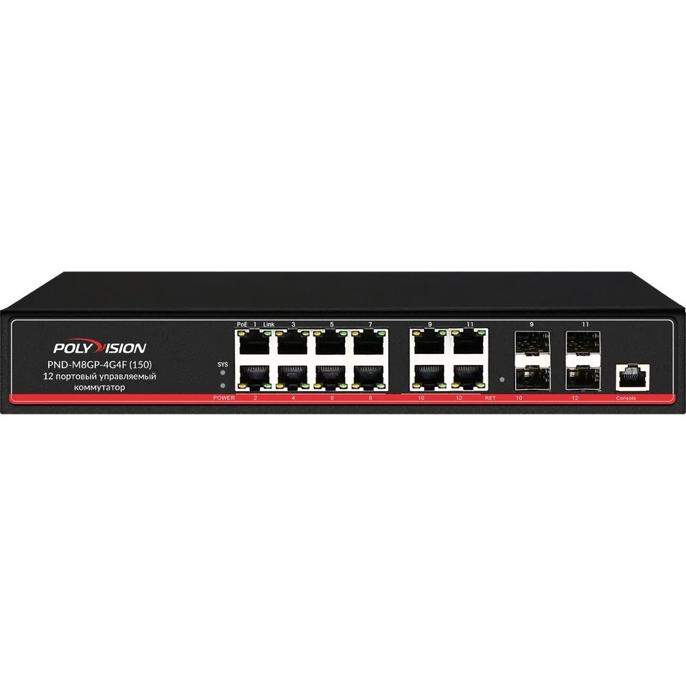 PND-M8GP-4G4F(150). Коммутатор управляемый оптический 12 портовый