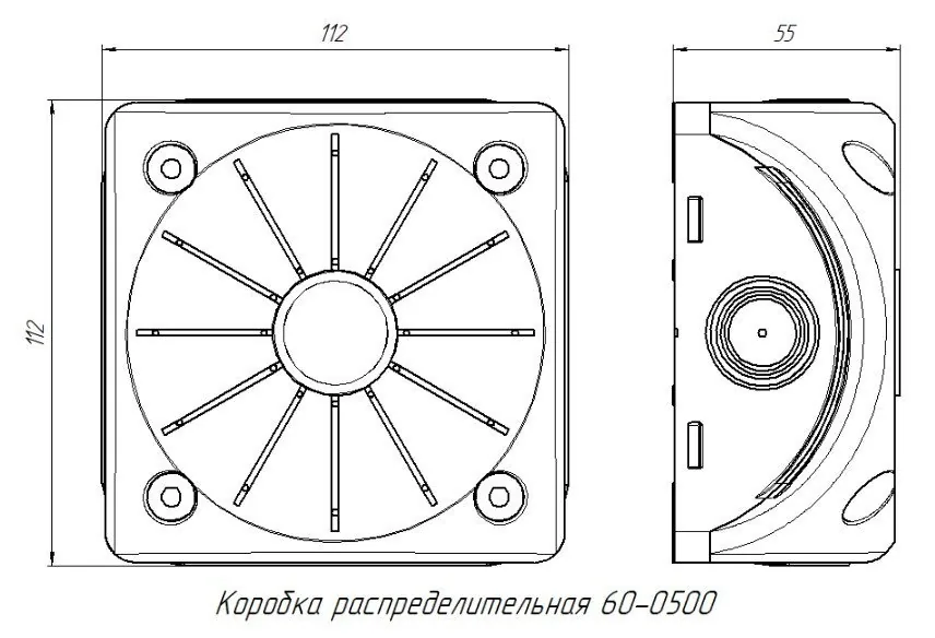 Коробка распределительная для видеокамер для прямого монтажа двухкомпонентная безгалогенная (HF) чёрная 100х100х50 — фото 2 из 4