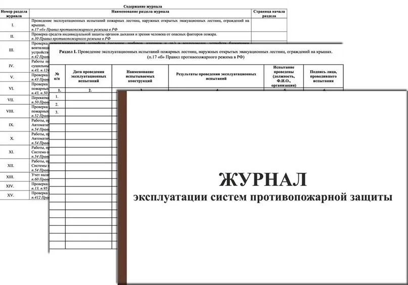 Журнал эксплуатации систем противопожарной защиты. Журнал по пожарной безопасности