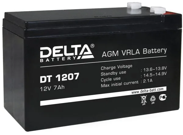 Аккумулятор 7,0 А/ч (DT 1207), ЧЕРНЫЙ