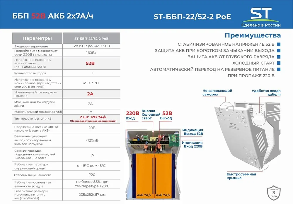 ST-ББП-22/52-2 POE (белый). Источник вторичного электропитания резервированный — фото 6 из 7