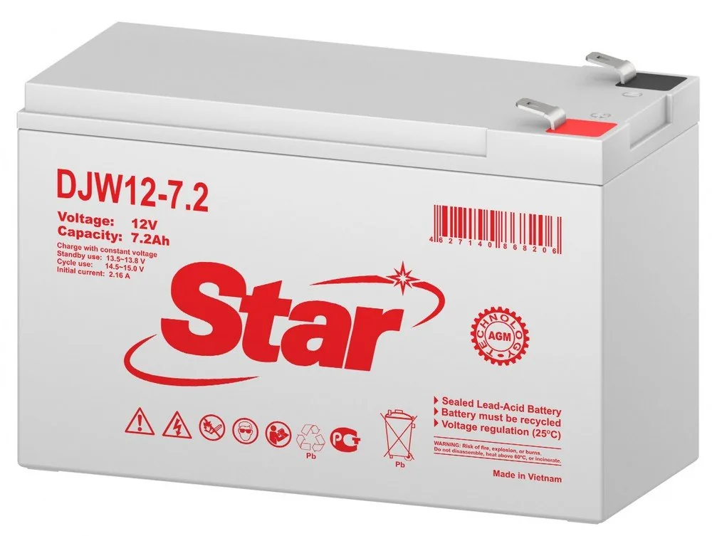 STAR DJW12-7.2. Аккумулятор герметичный свинцово-кислотный — фото 2 из 2