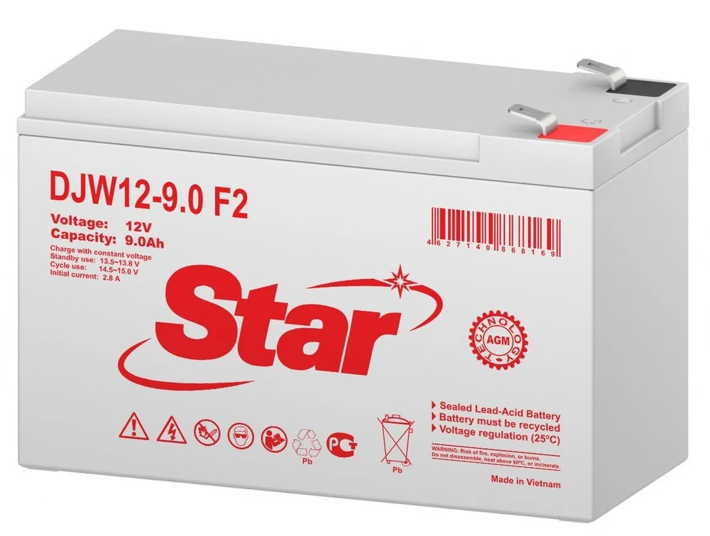 STAR DJW12-9.0 F2. Аккумулятор герметичный свинцово-кислотный — фото 2 из 2