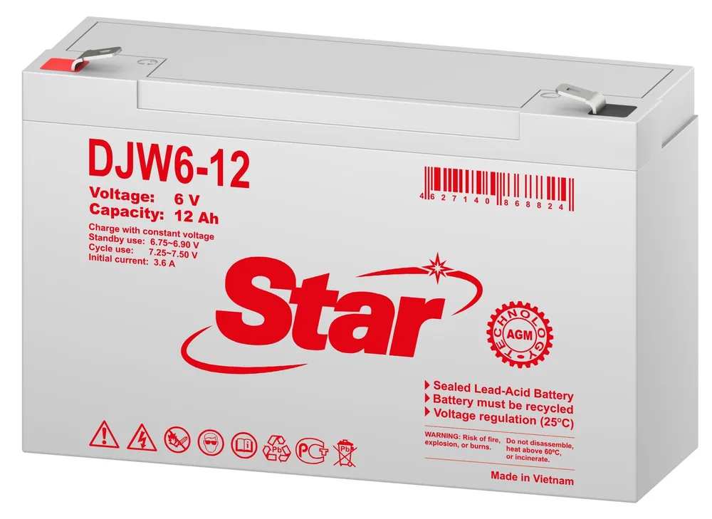 STAR DJW6-12. Аккумулятор герметичный свинцово-кислотный — фото 2 из 2