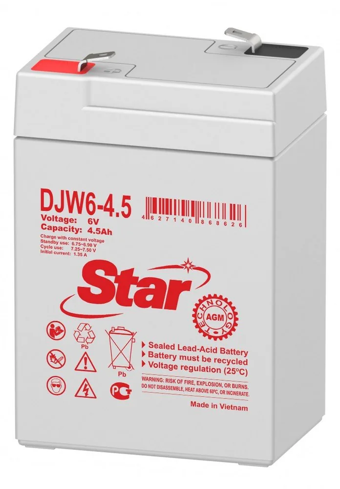 STAR DJW6-4.5. Аккумулятор герметичный свинцово-кислотный — фото 2 из 2