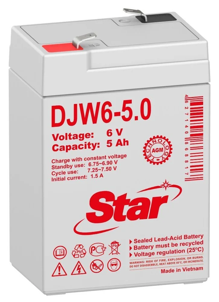 STAR DJW6-5.0. Аккумулятор герметичный свинцово-кислотный — фото 1 из 2