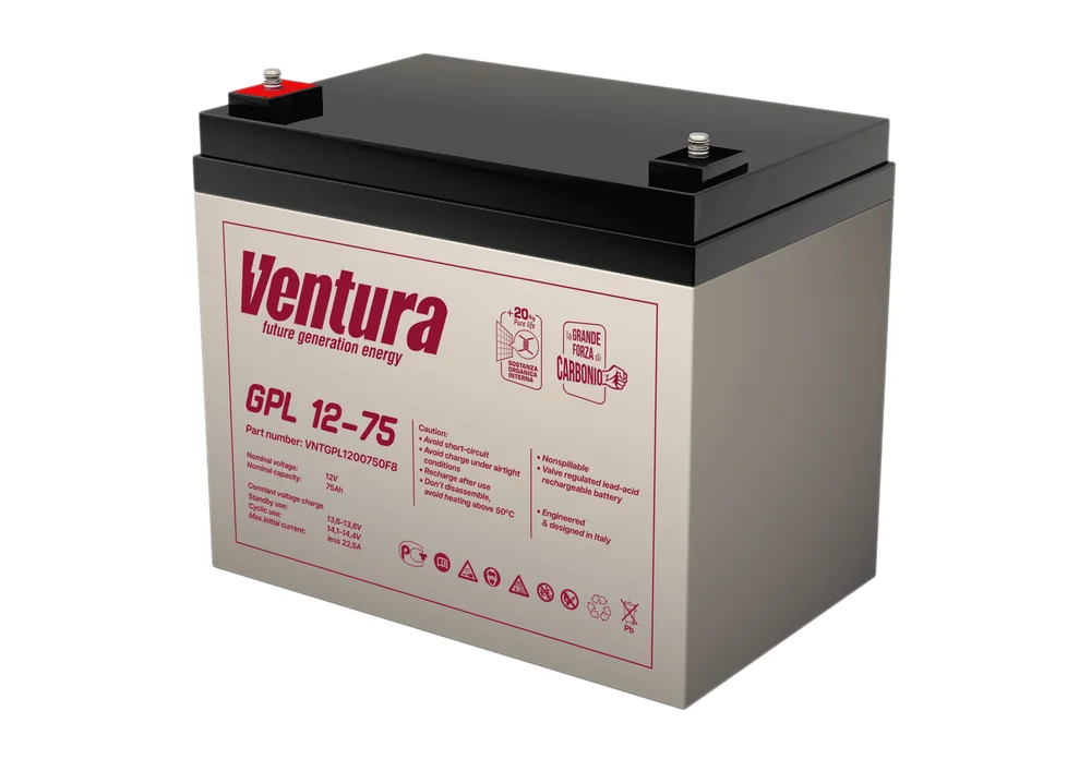 Ventura GPL 12-75. Аккумулятор герметичный свинцово-кислотный