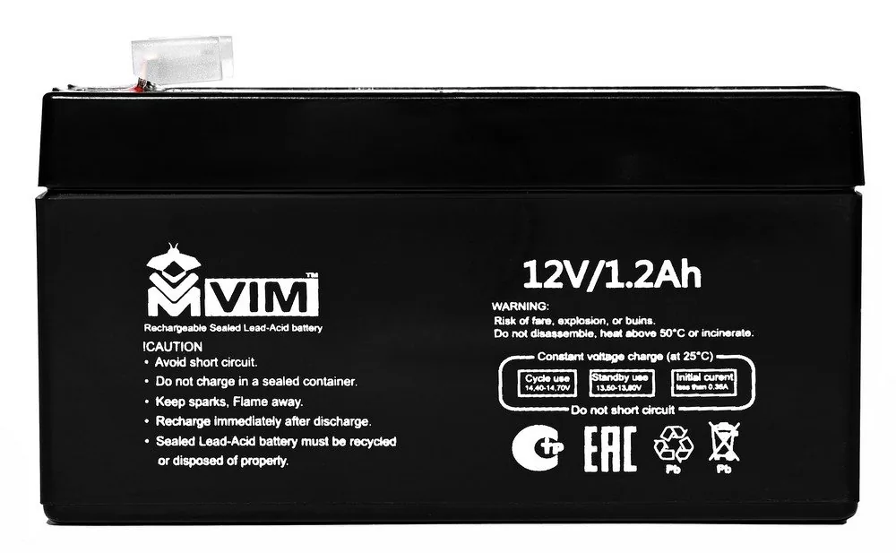VM-BAT-12-1,2. Аккумулятор герметичный свинцово-кислотный — фото 3 из 3