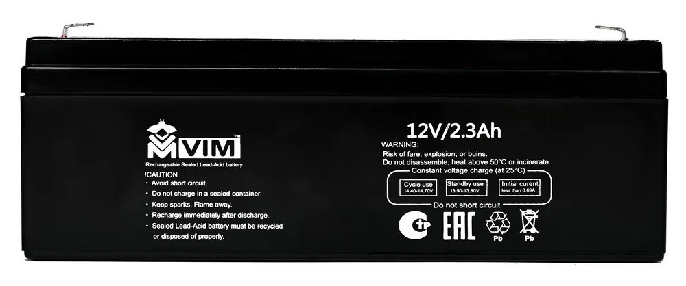 VM-BAT-12-2,3. Аккумулятор герметичный свинцово-кислотный — фото 3 из 3
