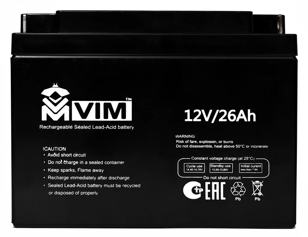 VM-BAT-12-26. Аккумулятор герметичный свинцово-кислотный — фото 2 из 3