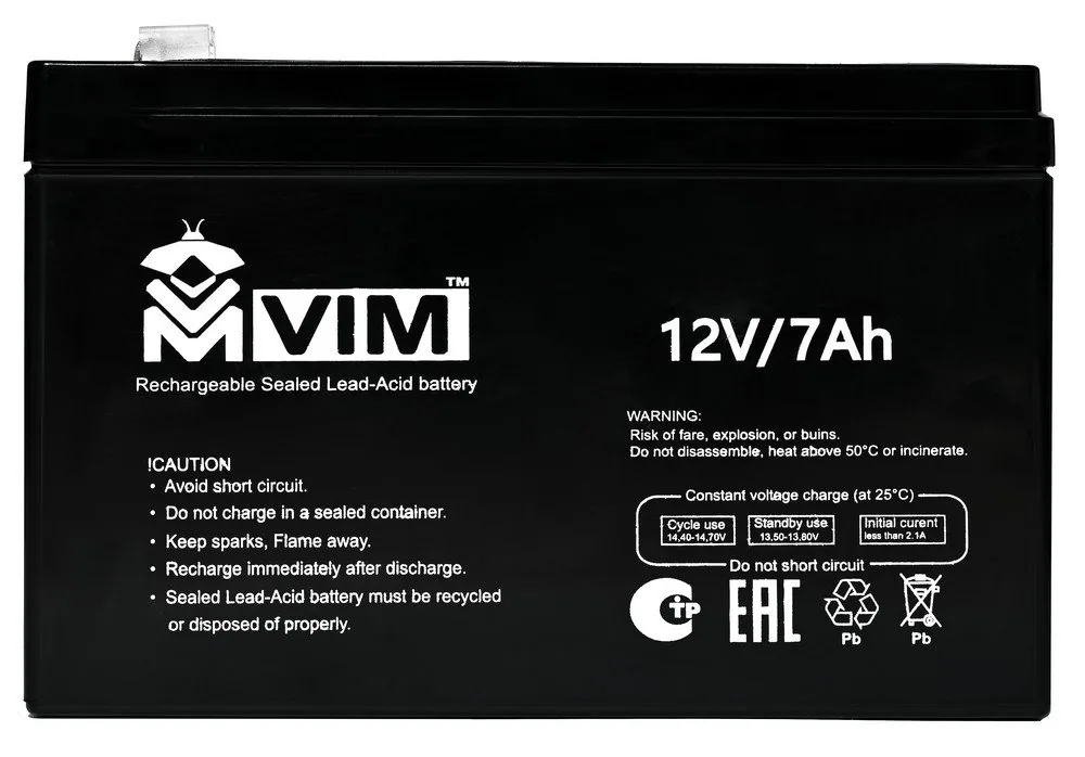 VM-BAT-12-7. Аккумулятор герметичный свинцово-кислотный — фото 2 из 3